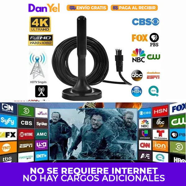 Antena Digital UltraHD 1200+ Canales - Señal HD sin pagar más