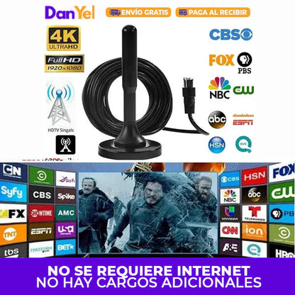 Antena Digital UltraHD 1200+ Canales - Señal HD sin pagar más