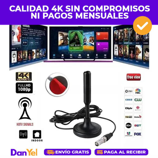 Antena Digital UltraHD 1200+ Canales - Señal HD sin pagar más
